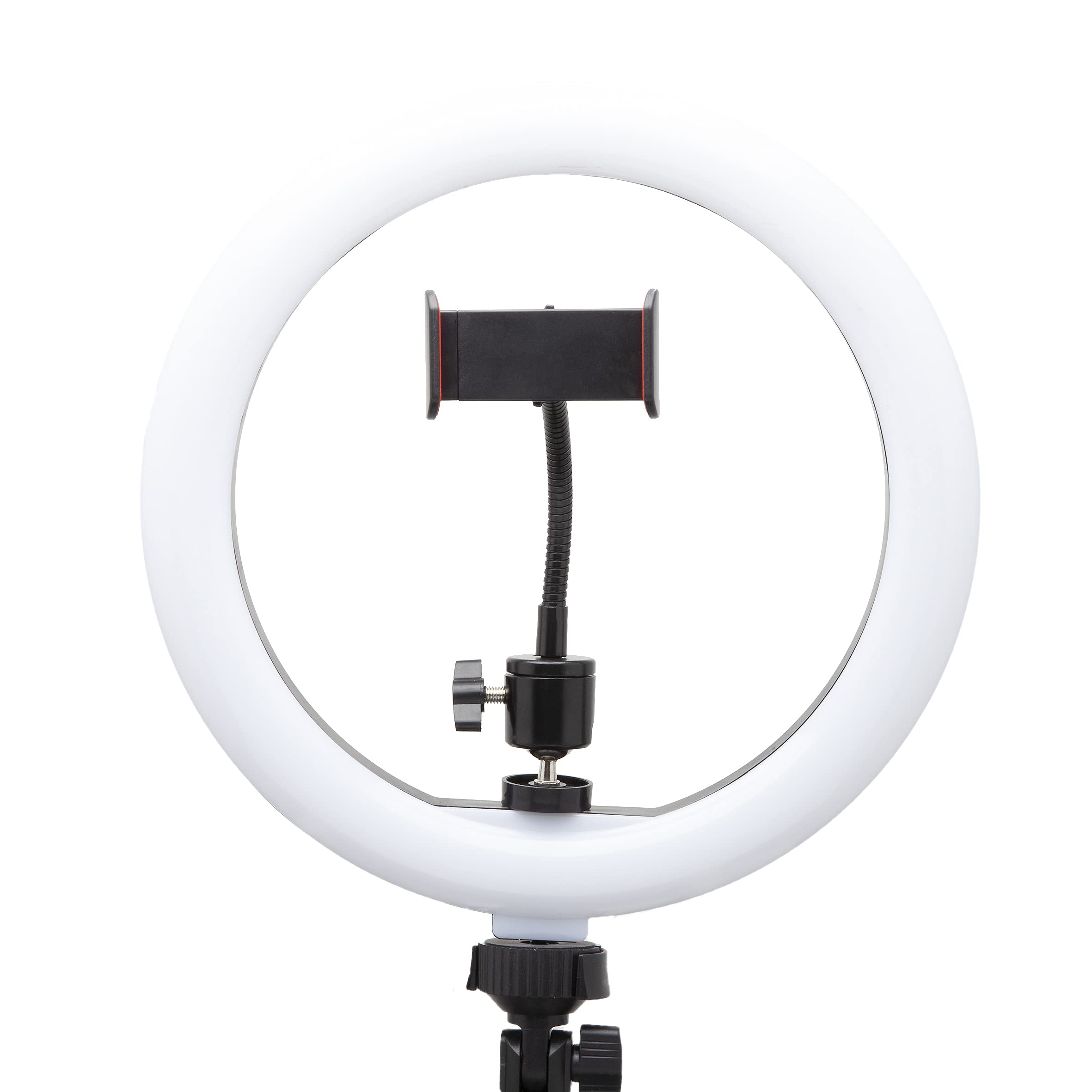 APM 572012 - Anillo de luz con trípode Ajustable de 1,95 m, Anillo Luminoso con 120 LED, luz fotográfica con 3 Niveles de Brillo, conectividad USB, Compatible con Smartphone y Tableta, Color Negro