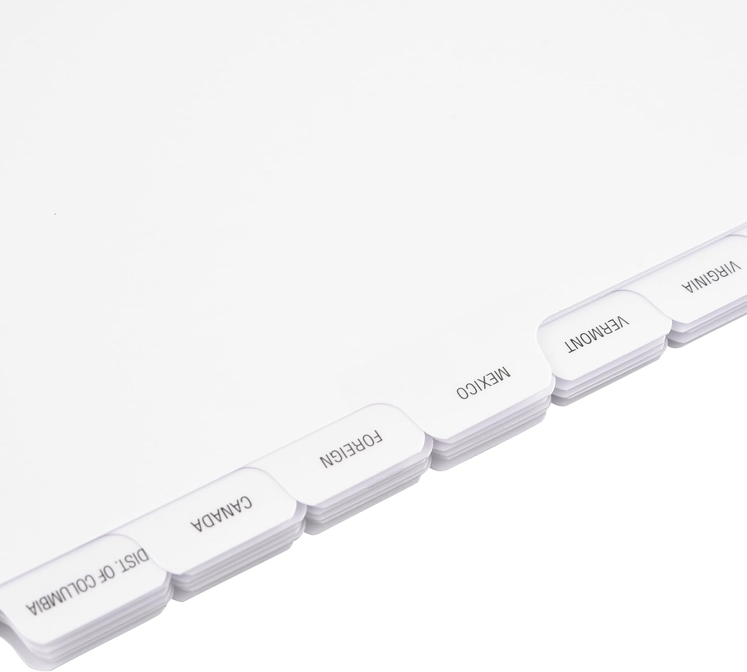 Exhibitindexes® Pre-Labeled State Divider/Index Tabs. Unpunched to Accommodate Various Binding Systems - Letter Size - Made in The USA