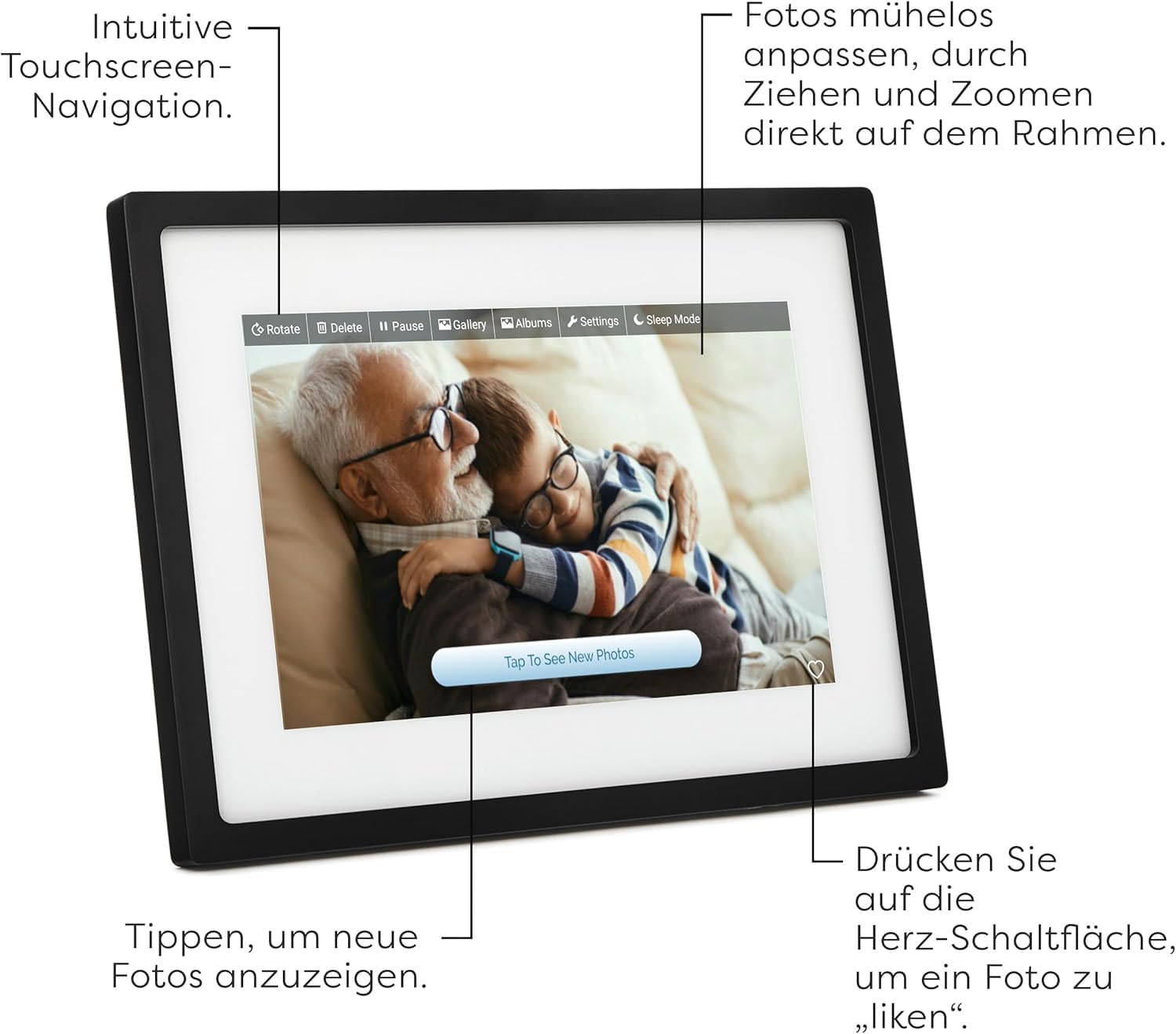 Skylight Frame - WLAN Digitaler Billderrahmen, 10 Zoll Touch-Screen, Fotos sofort per E-Mail oder App senden, Cloud Storage - tolles Geschenk