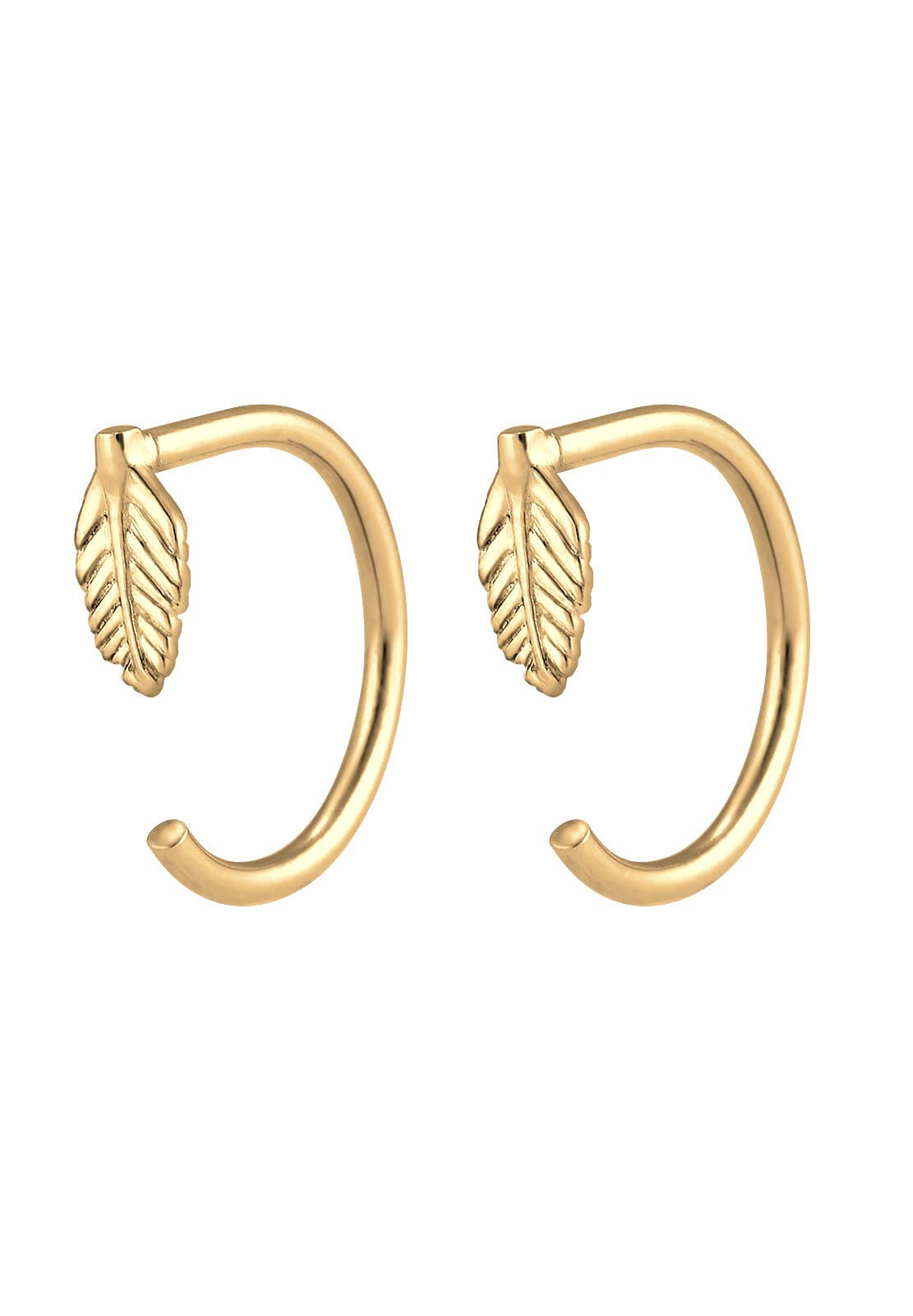 Elli Women Creole Feather Boho 925 Silver Gold Plated Earrings 0302942717