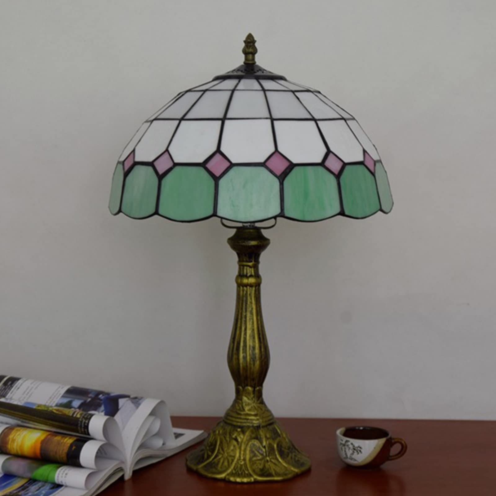 Lampy w stylu tiffany witraż klosz do lampy śródziemnomorski Vintage antyczna metalowa podstawa proces lutowania stosuje się do salonu sypialnia badania zielony 12 cali needed
