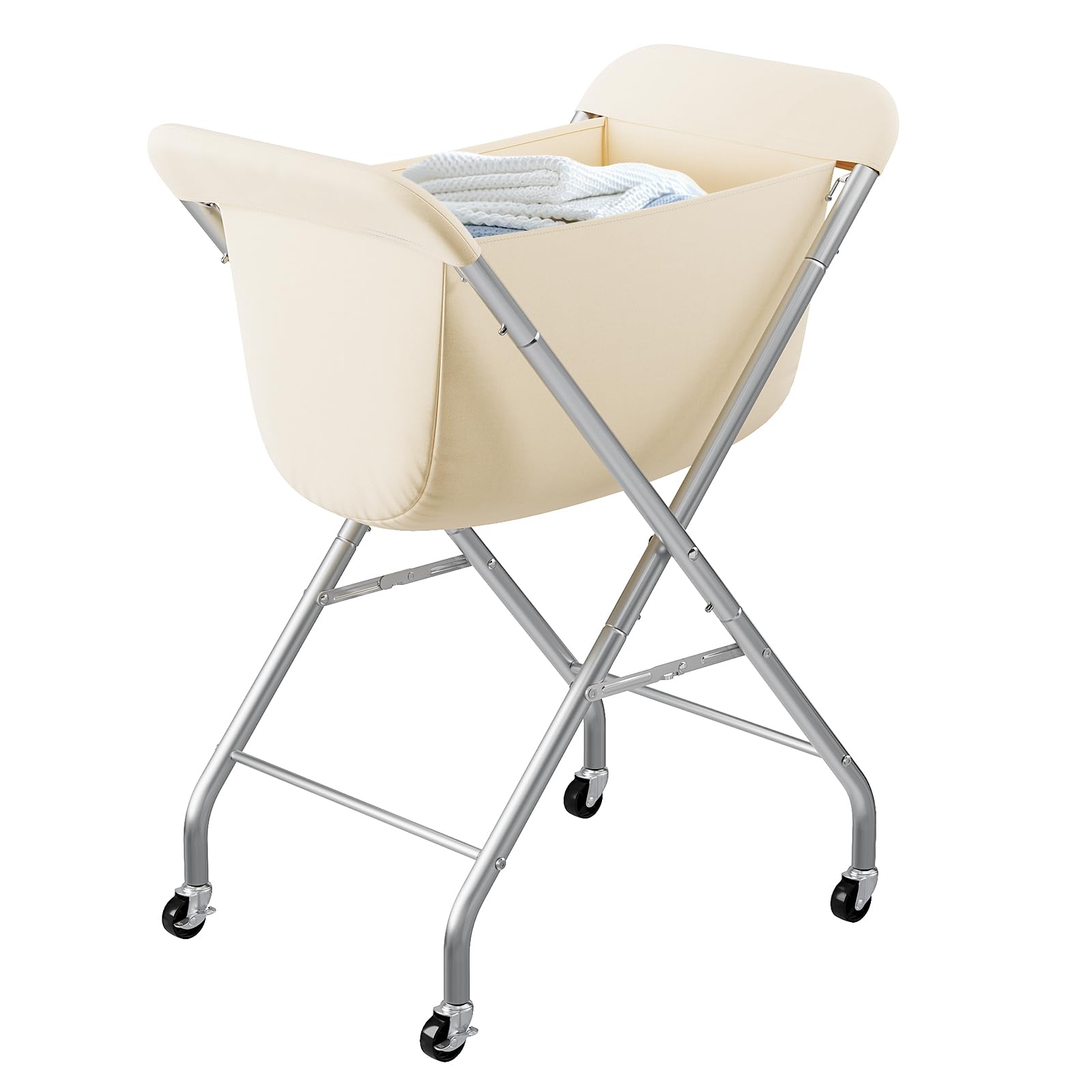 ELYKEN Laundry Cart with Wheels, 32‚ÄùH Easy Rolling Laundry Hamper with Removable Liner Bag, Sturdy Metal Frame Clothes Basket with 4 Casters and 2 Brakes