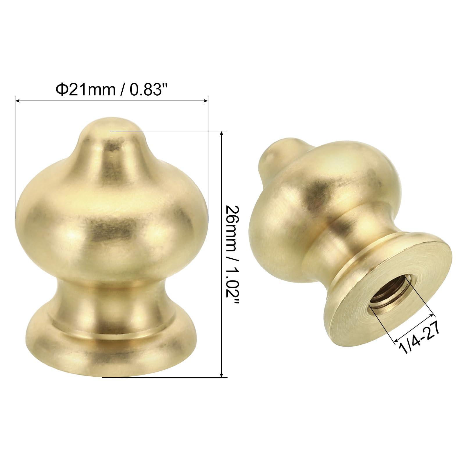 PATIKIL 1/4-27 Lamp Finial Ball Cap Knob, 6 Pack Lamp Shade Harp Top Screw Nut Decoration for Table Lamps Solid Brass - Image 2