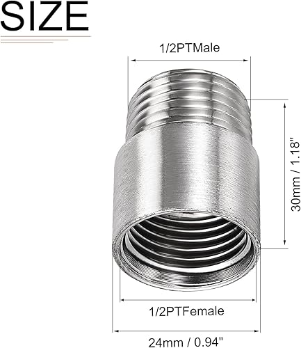 Miniatura 2 de Accesorios de tubo de extensión de cabezal de ducha de 1.18 x 0.94 pulgadas (largo x profundidad), paquete de 2, bueno para baño, extensión de brazo