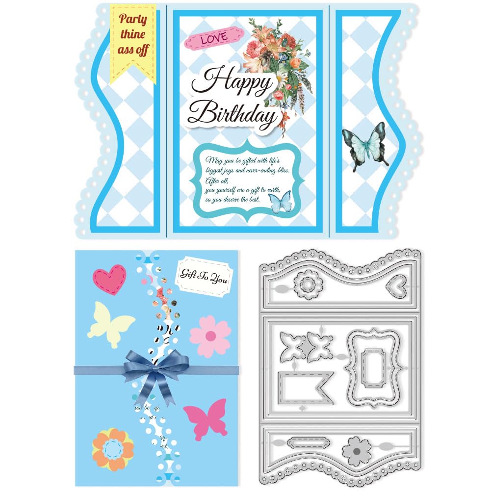 DELORIGIN 17pcs Greeting Card Border Cutting Dies Card Borders Stitch Die Cut Sewing Carbon Steel Die Cuts Stencils Card Scrapbooking Embossingb Template Dies for Craft Paper Making Albums Gift Decor