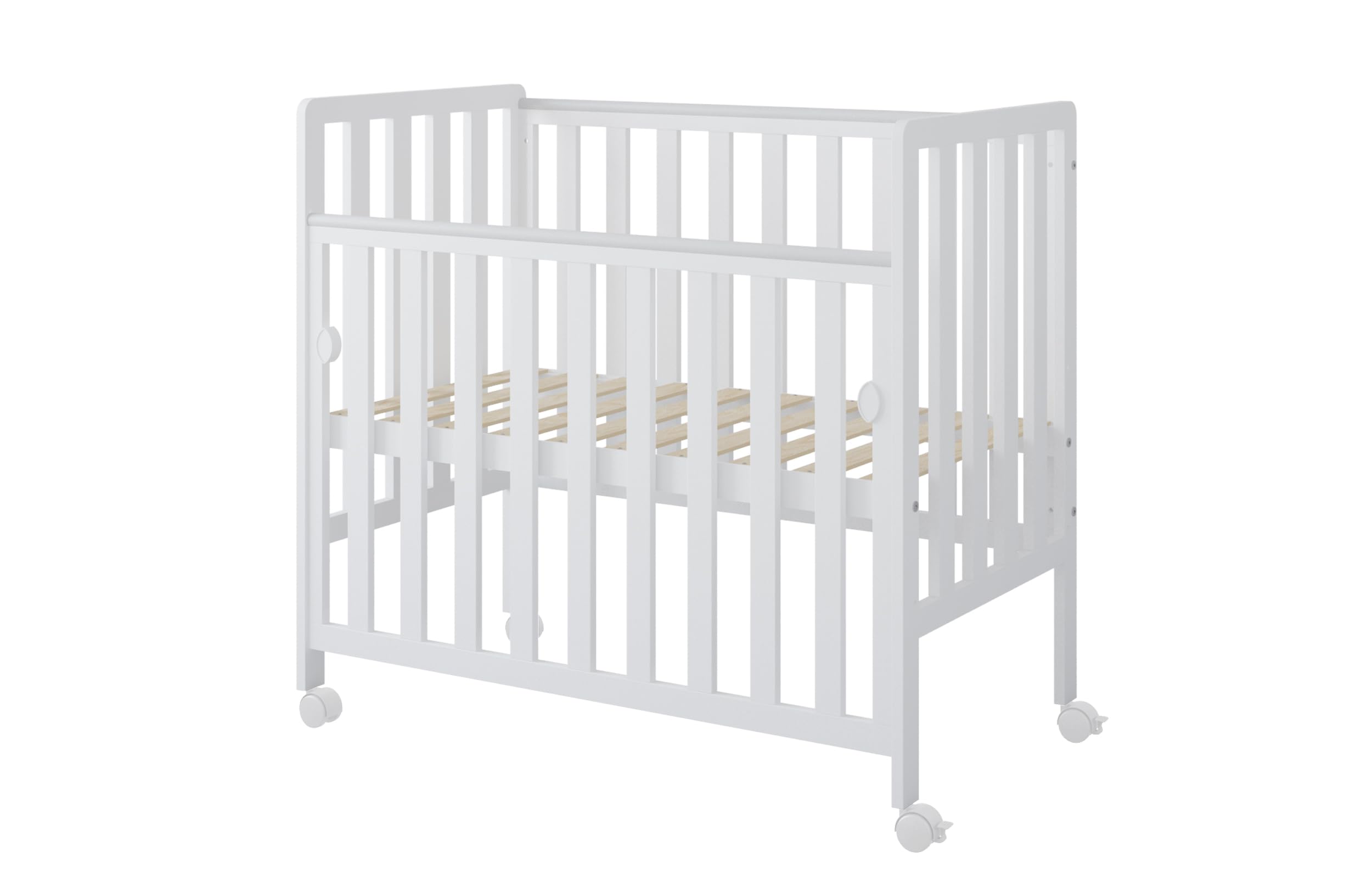 zee Bambi Cuna Colecho Bebe 100x50 cm con Ruedas Portatil Ajustable en Altura 3 Niveles Moises Bebe Convertible Estilo Escandinavo Blanca