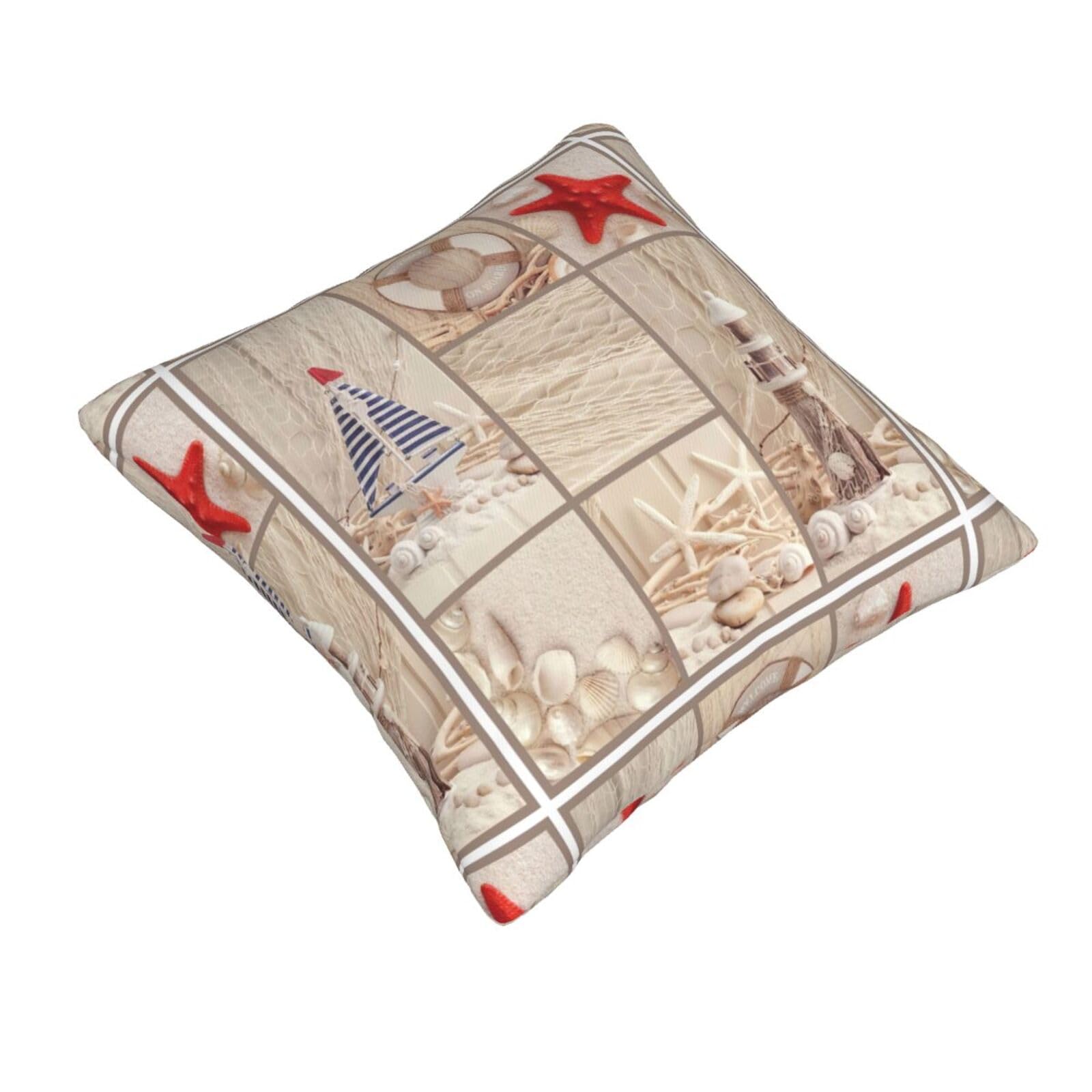 Gearsly Set di 2 federe per cuscini 50 x 50 cm, con conchiglie, estive, spiaggia, corallo, stella marina, quadrati, decorativi, per divano, soggiorno, ufficio, auto, decorazione per la casa