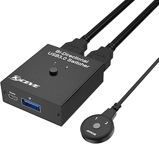 USB 3.0 Switch 2 Computers, 2 in 1 Out / 1 in 2 Out Bidirectional USB 3.0 Switcher for 2 Computers to Share 1 USB Device, Mouse, Keyboard, Scanner, No USB Cable Provided