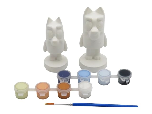CYPBRANDS Bluey, Set Figuras Escayola, Actividades Creativas, Pintura, Multicolor, Producto Oficial