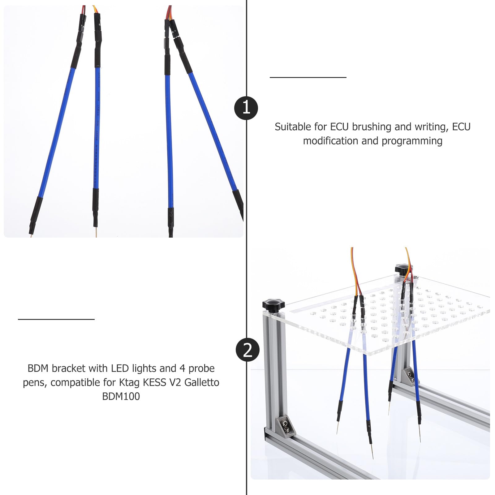 Cabilock Outil D'aluminium Installation Facile et Acrylique Programmation de 4 Cadre LED Professionnel avec Stylos Sondes, Alliage Test pour ECU pour Calculateur Automobile