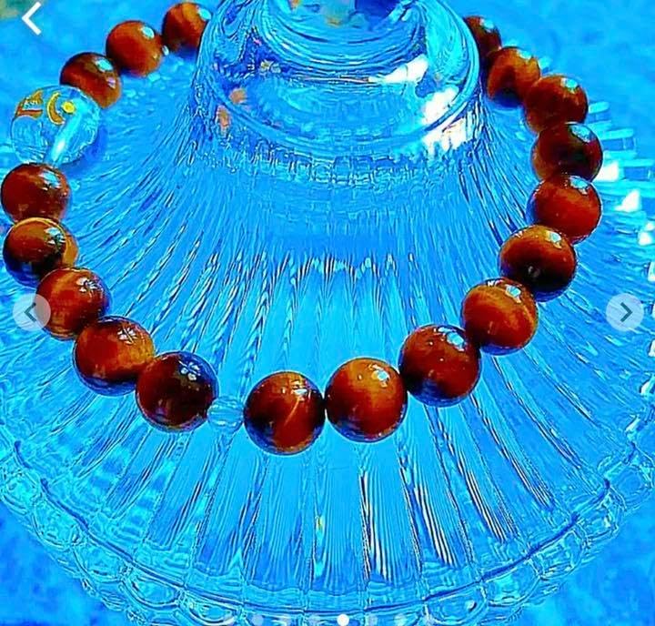 京都東寺 不動明王梵字刻印 水晶＋5mm虎目石 特別祈祷済み お念珠