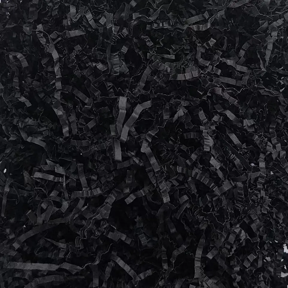 150g- Black Crinkle Cut Paper Shred Filler for Gift Wrapping, Gift Box Stuffing Birthdays, Basket Filling Mother's Day Christmas