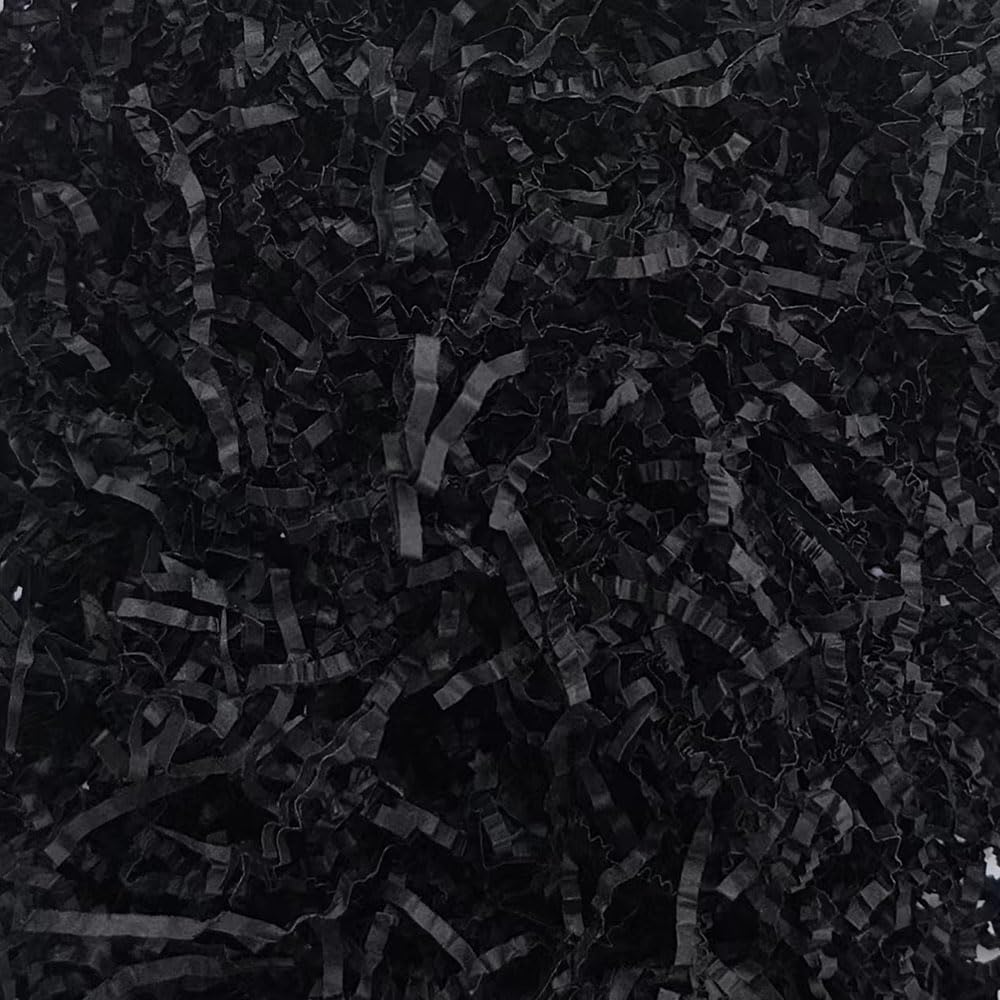 KdmNzoo – 150g- Black Crinkle Cut Paper Shred Filler for Gift Wrapping, Gift Box Stuffing Birthdays, Basket Filling Mother's Day Christmas