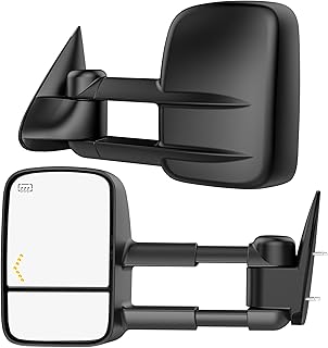 Heated Tow Mirrors Compatible with 2003-2007 Chevy Silverado GMC Sierra(2007 Classic) 1500 2500 3500, Tahoe Suburban Avalanche Yukon Escalade, Extended Trailer Towing Side Mirrors LED Turn Light