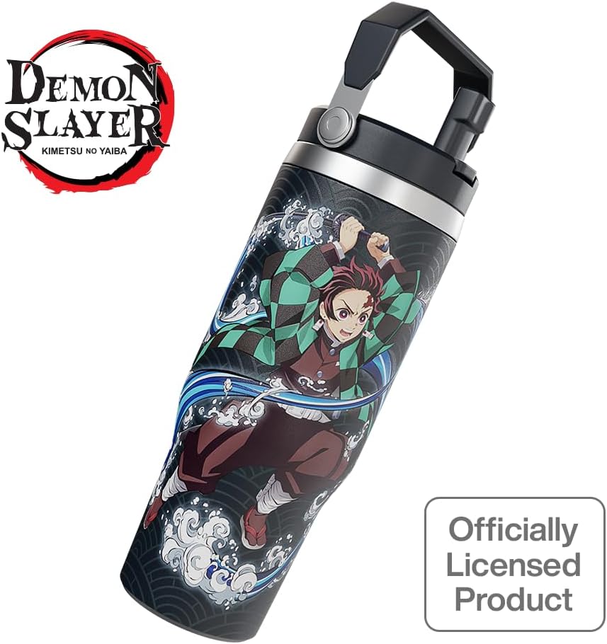 Demon Slayer Kimetsu No Yaiba Tanjiro Tumbler with Lid, 30 Oz Water Bottle, Vacuum Insulated, Anime Water Bottle, Reusable Insulated Stainless Steel tumbler for Water, Iced Tea or Coffee - Image 2