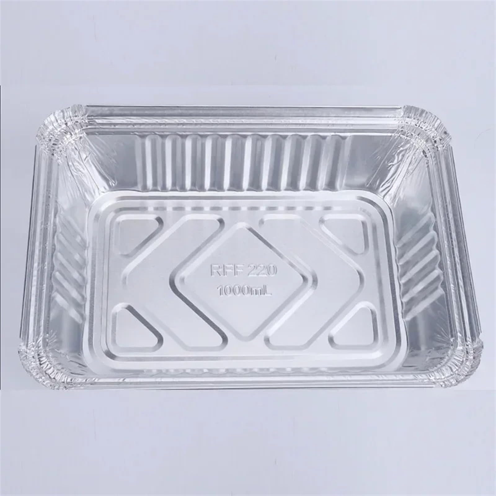 Bisch 50 stücke Rechteckige Zinn Papier Box Grill Tablett Verdickt Einweg Aluminium Folie Verpackung Box Takeout Backen Lunch Box Mit Deckel (Color : 570ml, Size : Box Plastic lid)
