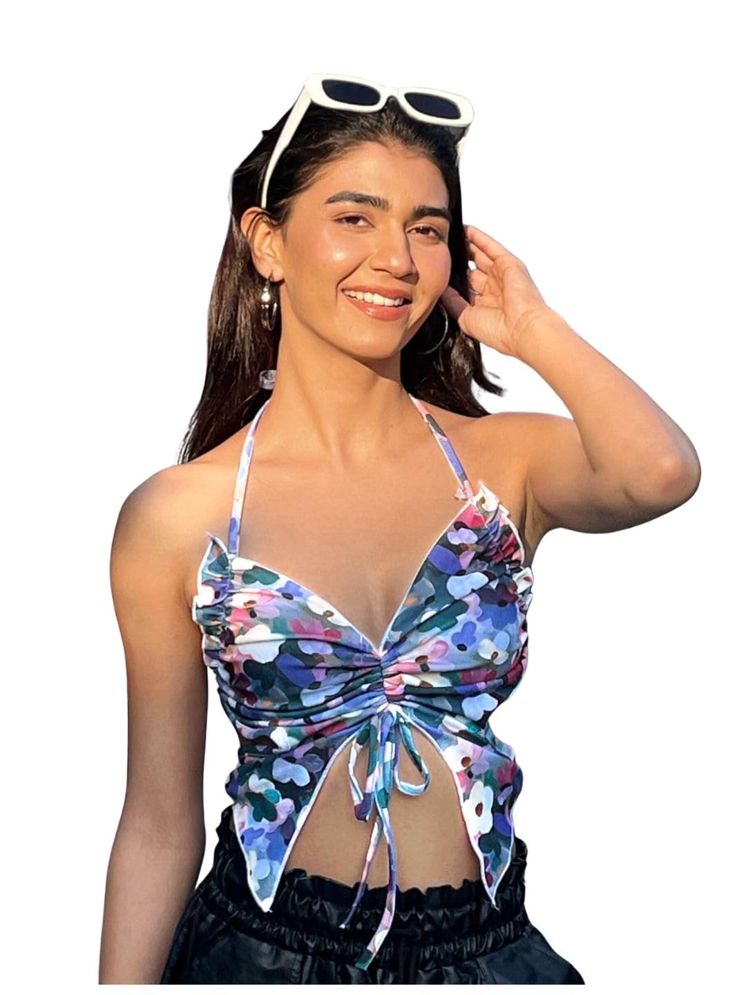 tandul Women's Floral Print Multicolor Top- Cotton Blend Western Style Sleeveless for Office, Casual, Festive & Party (12137)-picture-14