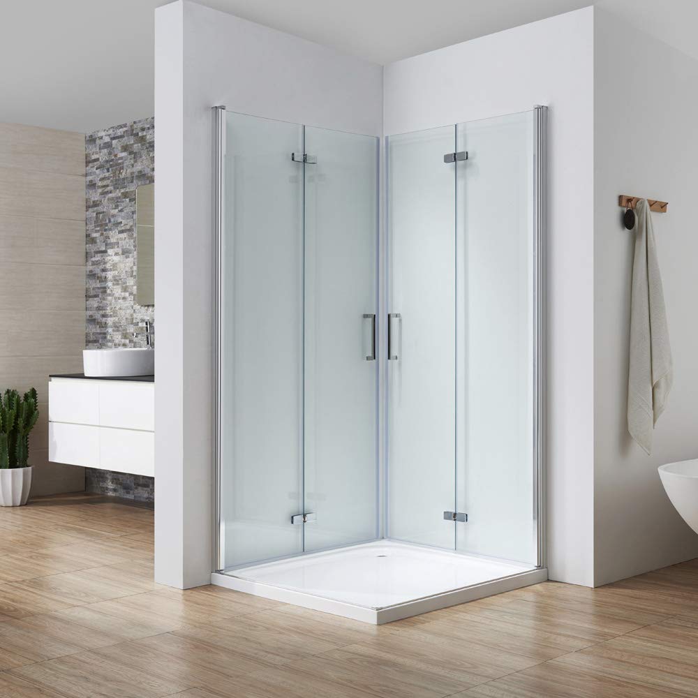 Cabine de Douche 75x110 cm Ouverture d'Angle en Verre Trempé Satiné
