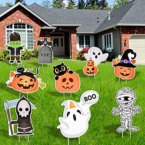 FilmHOO 9Pcs Halloween Decorations Outdoor-Yard Signs with Stakes,Halloween Decor Large Pumpkin Skeleton and Ghost Corrugate Trick or Treat Yard Signs Halloween Prop/Yard Lawn Party Supplies FilmHOO 9Pcs Halloween Decorations Outdoor-Yard Signs with Stakes,Halloween Decor Large Pumpkin Skeleton and Ghost Corrugate Trick or Treat Yard Signs Halloween Prop/Yard Lawn Party Supplies