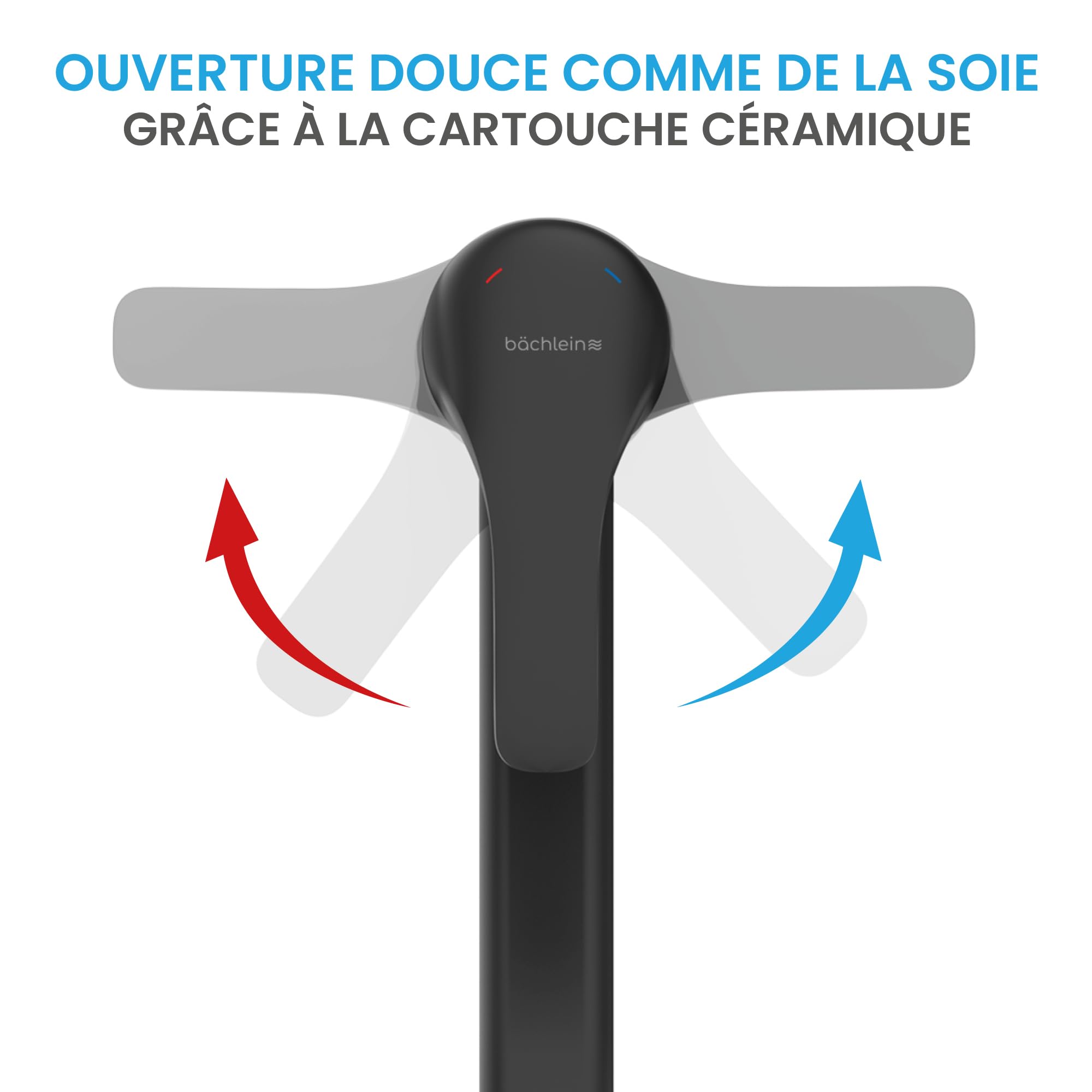 Bächlein Mitigeur de cuisine pivotant à 360 degrés (noir mat) – Mitigeur d'évier à levier unique avec bec pivotant à 360° – Robinet pour la cuisine au design extra solide