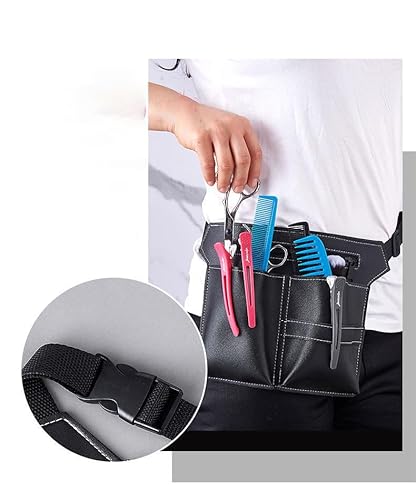Friseur Werkzeugtasche,Friseurtaschen Leder Gürteltasche Friseur Scherentasche,Friseur Bauchtasche dient zur Aufbewahrung von Friseurscheren,Haarkämmen,etc (Schwarz)