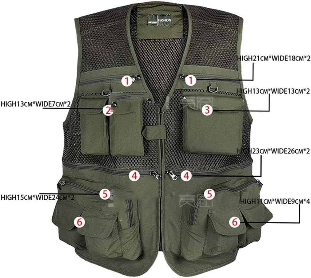 Men's Mesh Breathable Openwork Camouflage Journalist Photographer Fishing Vest Jacket Coat
