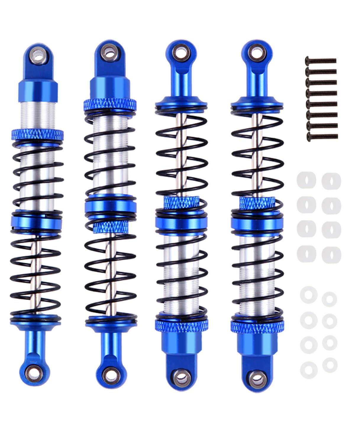 RCMYou 90mm RC Shock Absorber Universal Upgrades Part for 1/10 RC Scale Cars,4PCS Aluminum 7075 Adjustable RC Shock Absorber Hops Up,Navy Blue