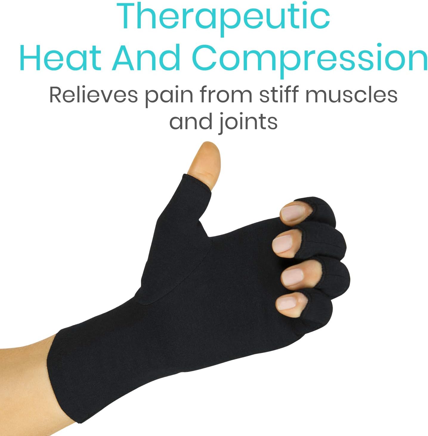 Vive Rheumatoid Arthritis Gloves Men and Women Fingerless Compression Wrap for Hand Pain and