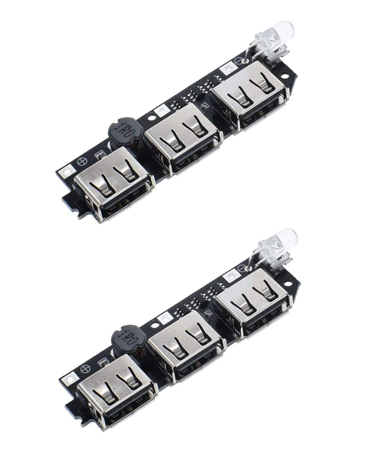 xcluma 5V 2.1A 3 USB Power Bank Battery Charger Module Circuit Board Step Up Boost DIY (Pack of 2)-image-48