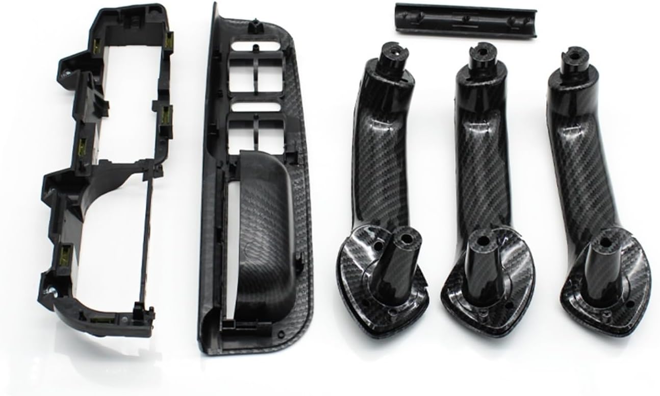 Carbon Fiber LHD Car Front Rear Left Right Door Pull Grab Handle Compatible For VW Bora Golf 4 MK4 Jetta 1999 2000 2001 2002 2003 2004 Carbon Fiber Car Interior Trim Kit Gloss Carbon Fiber Wrap