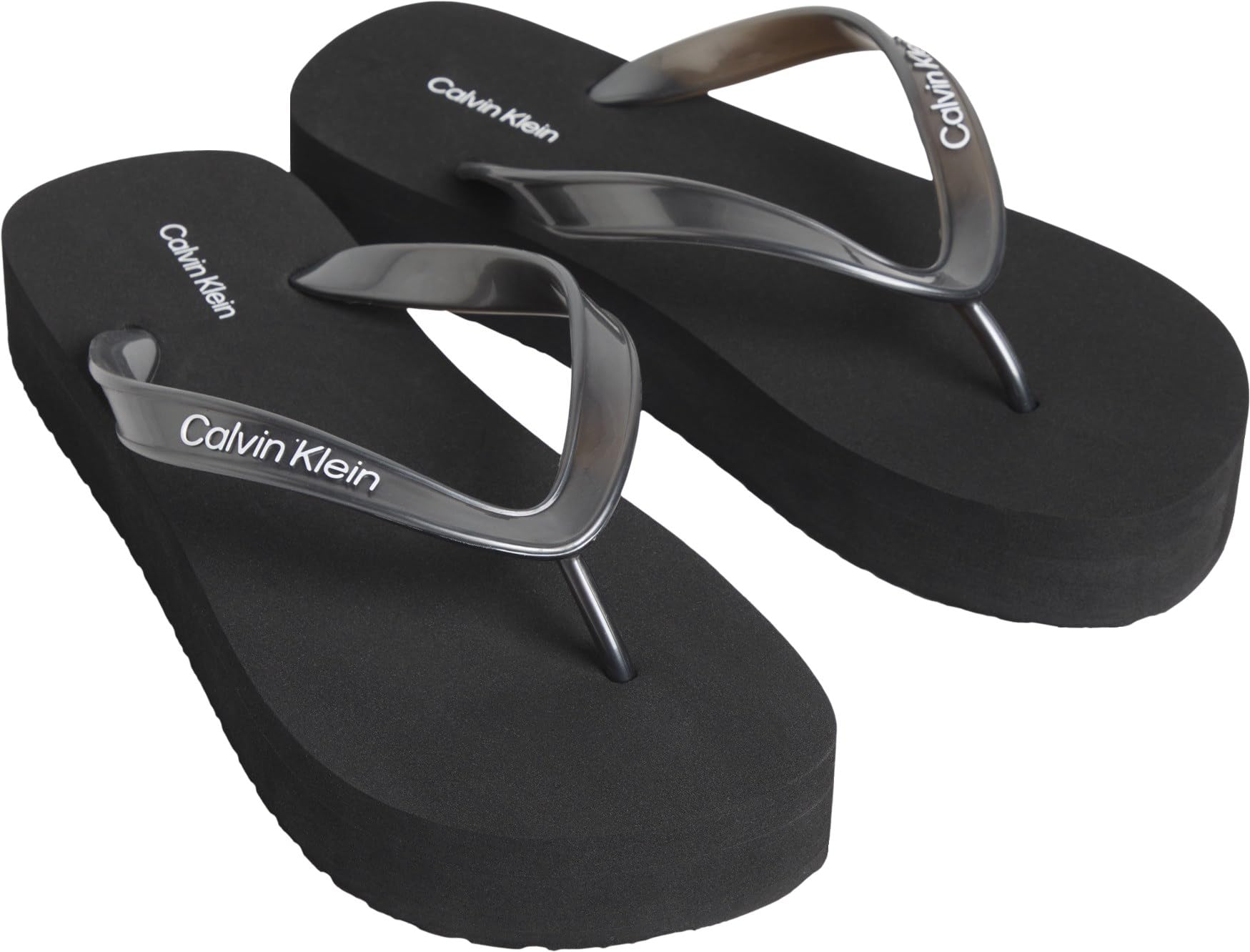 Calvin Klein Women's Flatform Flip Flop Met Tpu HW0HW03120 Flip Flops, BLACK (Triple Black), 6