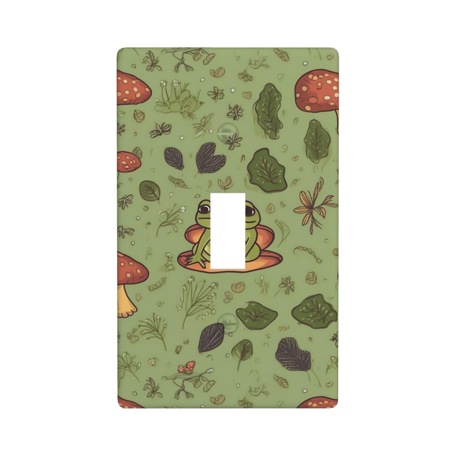 Decorator Wall Plate Cover Single Toggle Light Switch Cover Frogs and mushrooms Wallplates Blank Electrical Rocker Switch Plate Covers for Electrical Outlets Decorative 1 Gang 4.5" x 2.76"