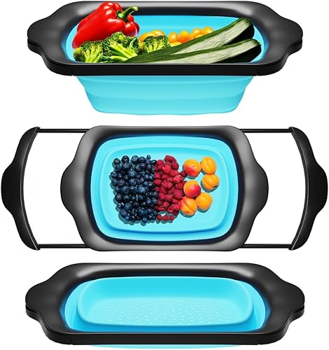 Comfify Colador de cocina grande XL  Colador plegable de silicona sobre el fregadero con asas extensibles  Uso con pasta, frutas, bayas y verduras disponible en Yaxa Guatemala