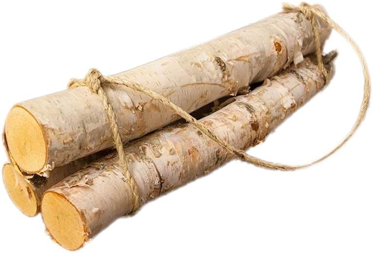 Natural Birch Logs, 3 Log Fireplace Bundle, Roped Wood, Centerpiece Display, Woodland Chic, 18 inches Long X 5-7 Inch Diameter