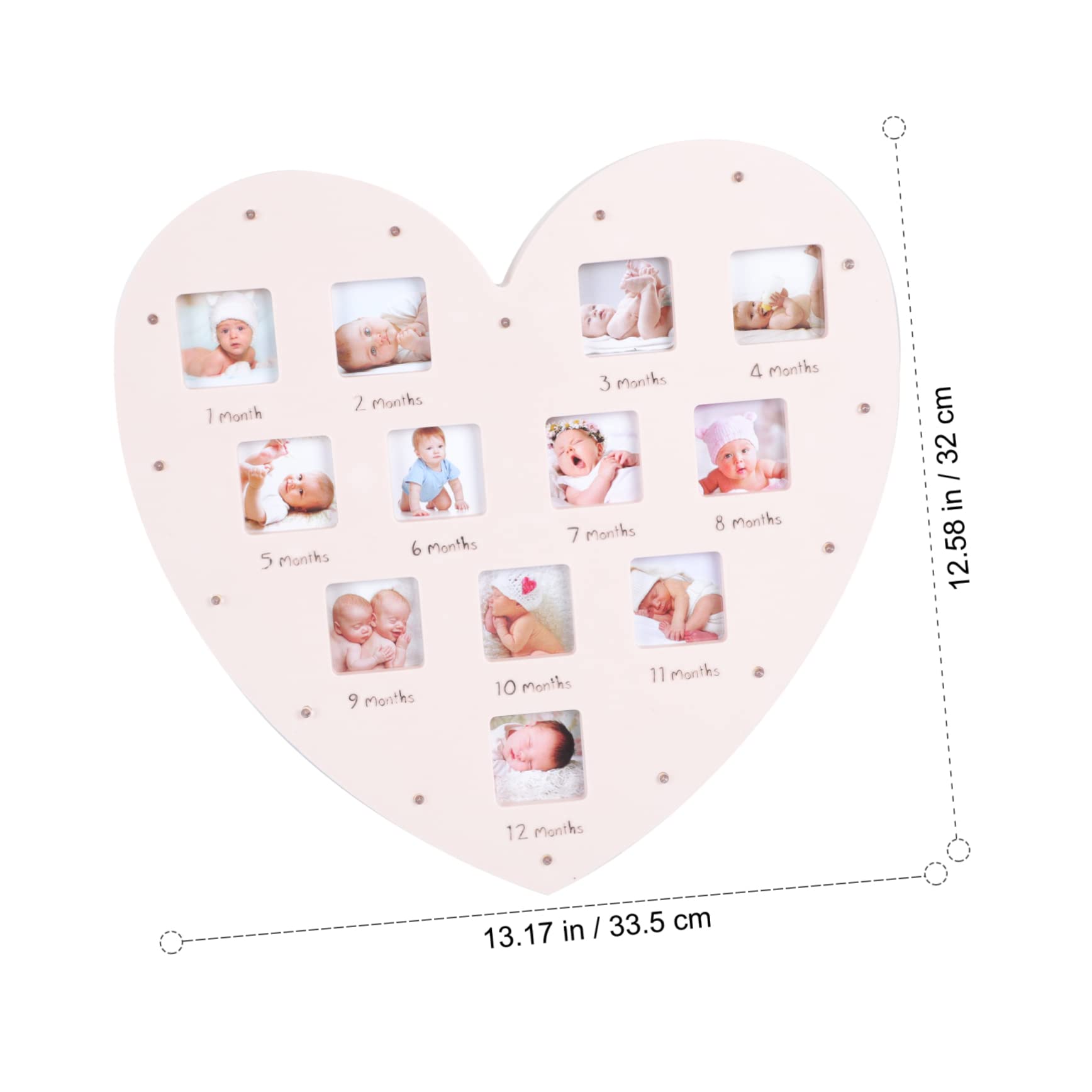 Toddmomy Infant Photo Frame First Year Baby Growth Picture Frame Light-up Heart Decorative for Baby's Room