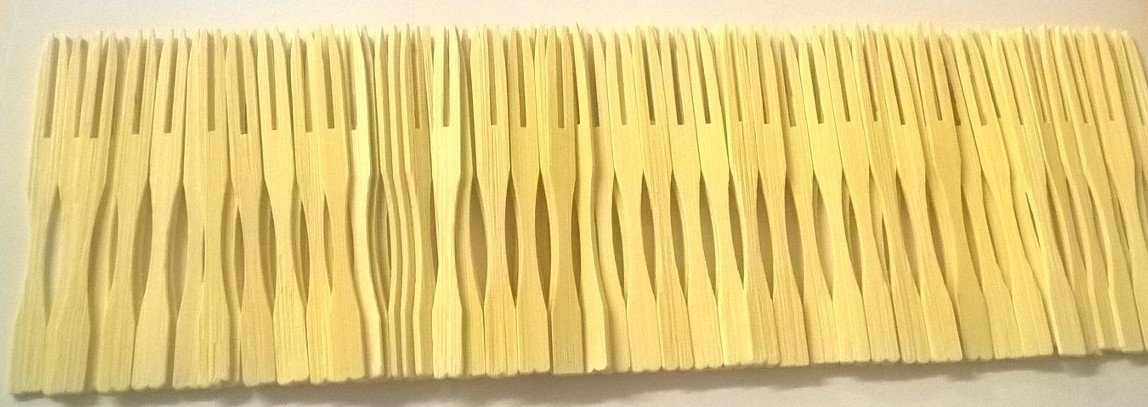 Rootier Tan 100 Wooden Birchwood Buffet Forks 3.5" Cutlery