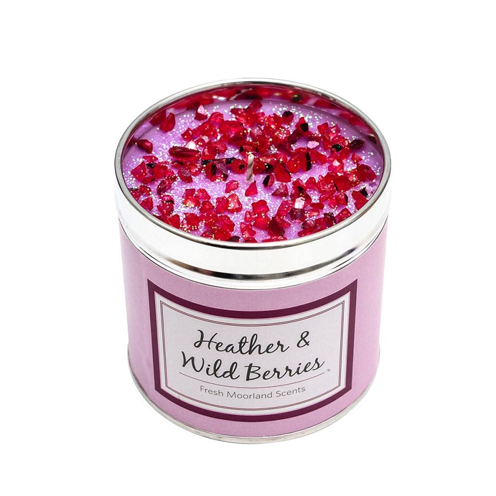 Best Kept Secrets Sparkling, Pink Long Burning Scented Candle Tin Heather & Wild Berries