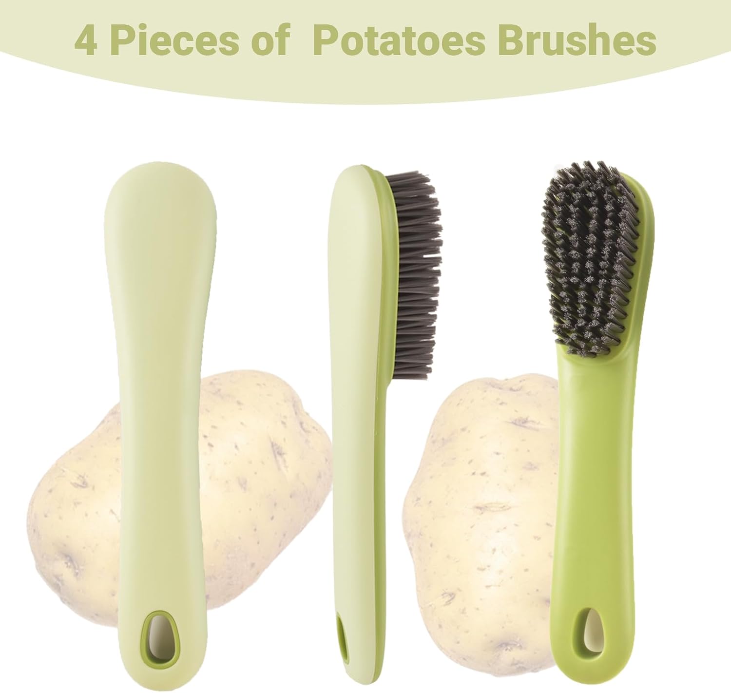 Potato Scrub Brush Vegetable Fruit Brush with Handle (Mixing Colors)