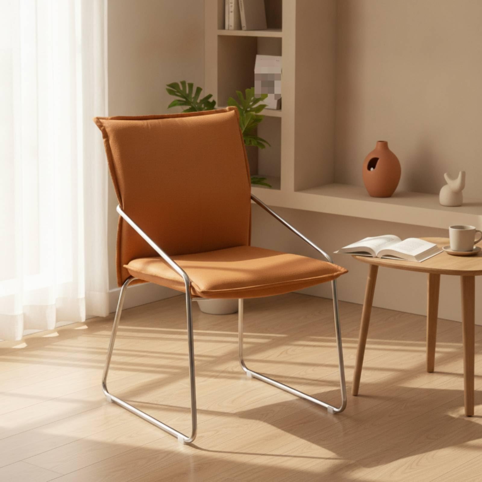 F Fityle Silla de Comedor de Media Centuria Silla Acolchada Silla de Diseñador Silla de Metal Respaldo Curvo Que Sostiene la y Base Estable de Metal, Negro