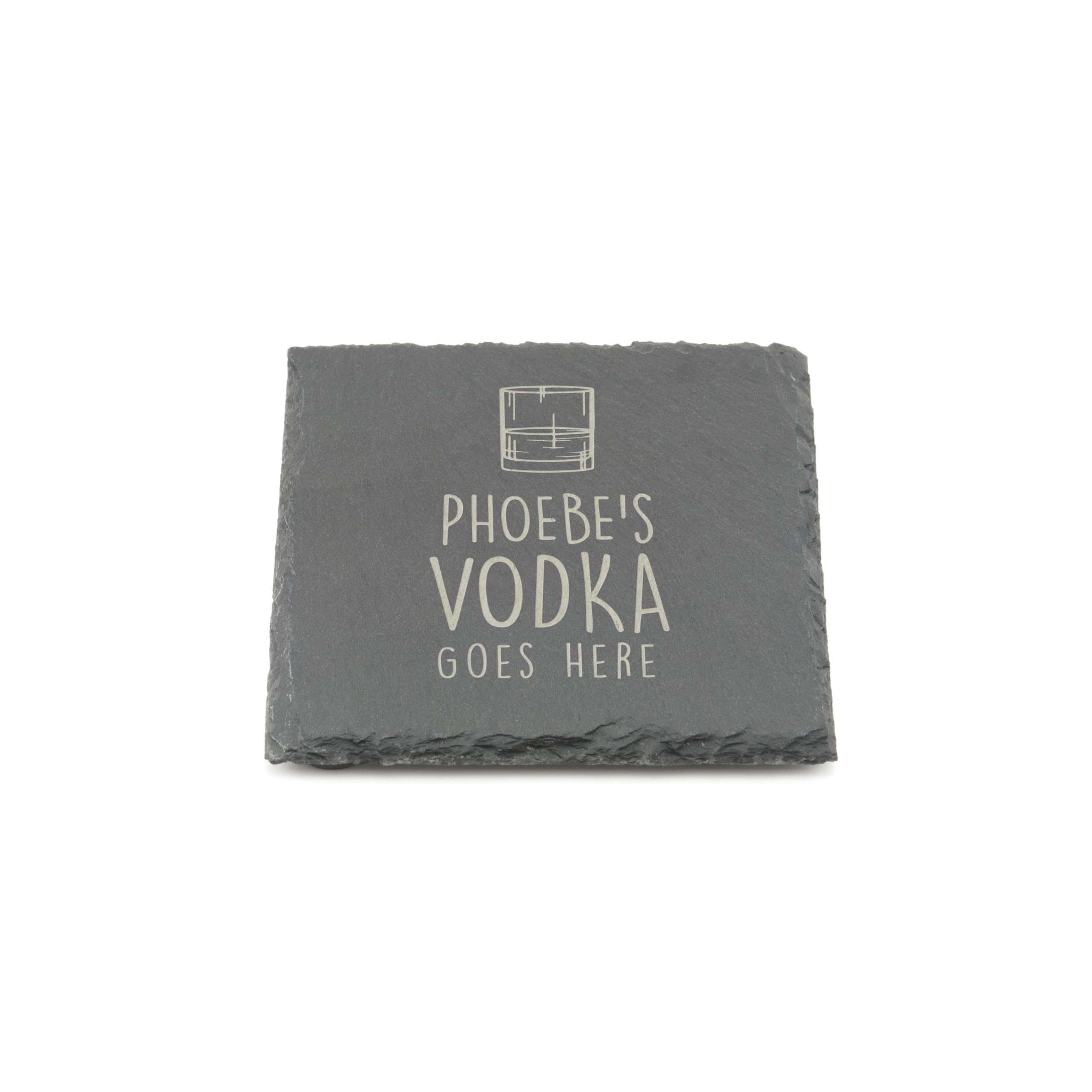 A1 Graphics Ltd Grey Personalised Slate Coaster - Your Vodka Goes Here Design - Laser Engraved Square Drinks Coaster Gift For Him Or Her - Birthday, Wedding, Anniversary Or Christmas