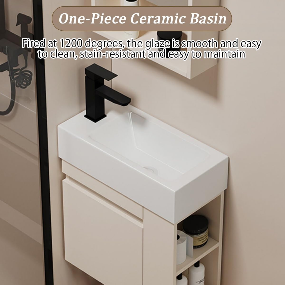 Lave Main D Angle Wc Avec Meubl,Petit Angle Lave Main Avec Meuble,Lavabo Mural En Céramique Blanche,Lavabo Suspendu À Fixer Au Mur,Lavabo À Poser Pour Petits Invités,Pour Vestiaire Salle De Bains(42cm
