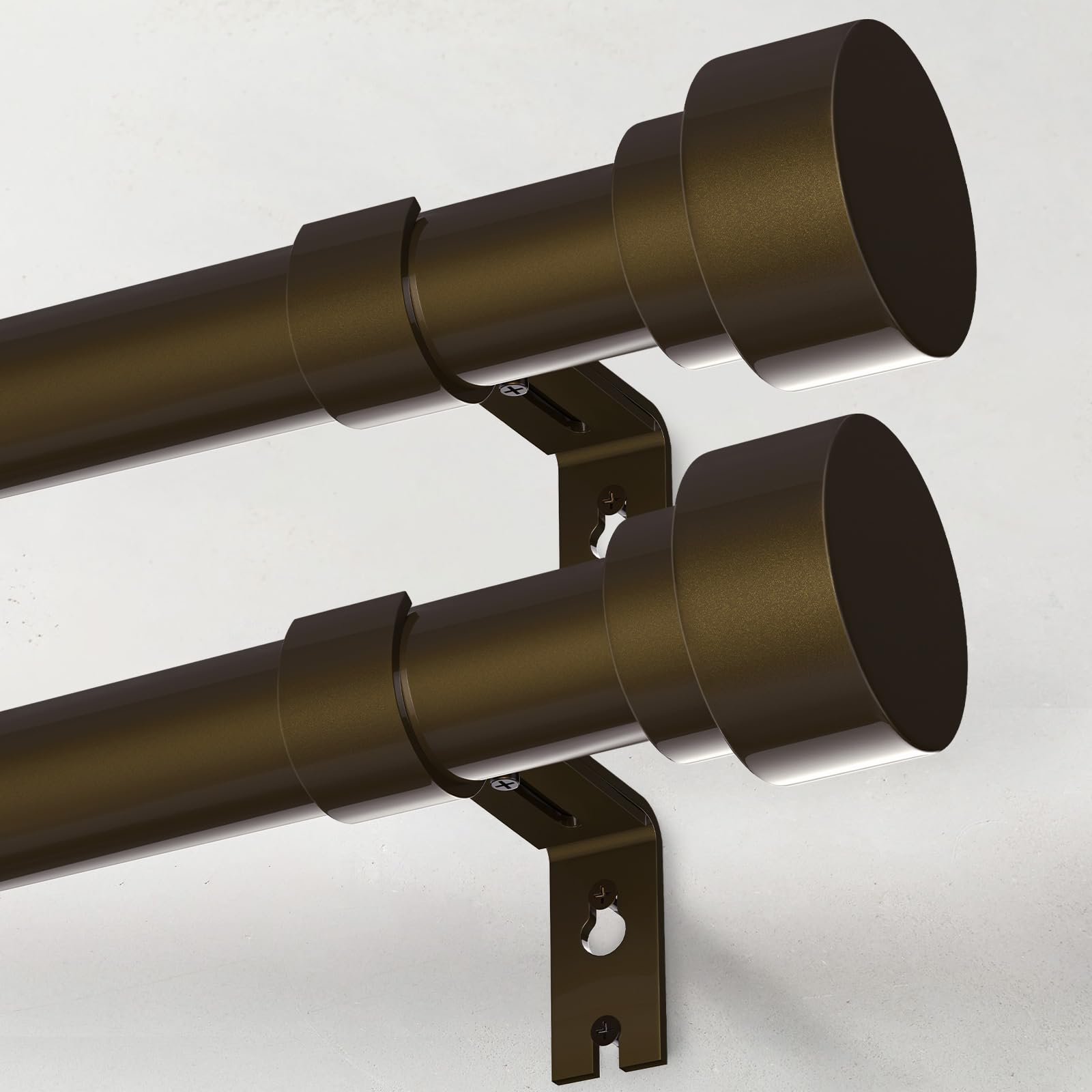 IFELS Heavy Duty Curtain Rods for Windows 48 to 84 Inch, 1 Inch Bronze Curtain Rods Set of 2 Pack for Outdoor Patio, Farmhouse, Bedroom, Kitchen, Adjustable Easy Install Drapery Rod (Bronze,30-90-2p)