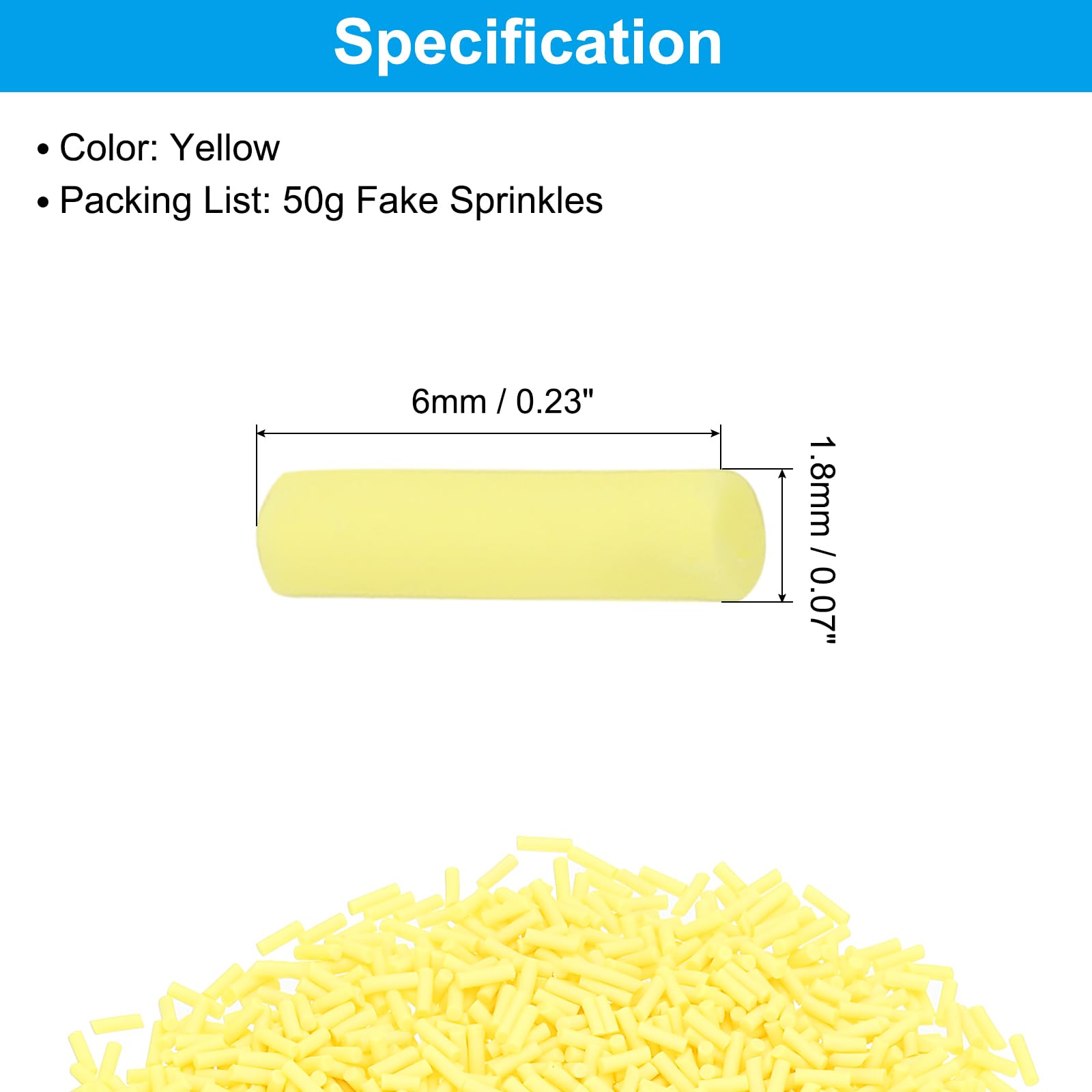 PATIKIL 50g Coriandoli Finti In Argilla Polimerica – Blu, 6x1.7mm, Per Nail Art, Decorazioni, Cover Telefono, Fai-da-Te