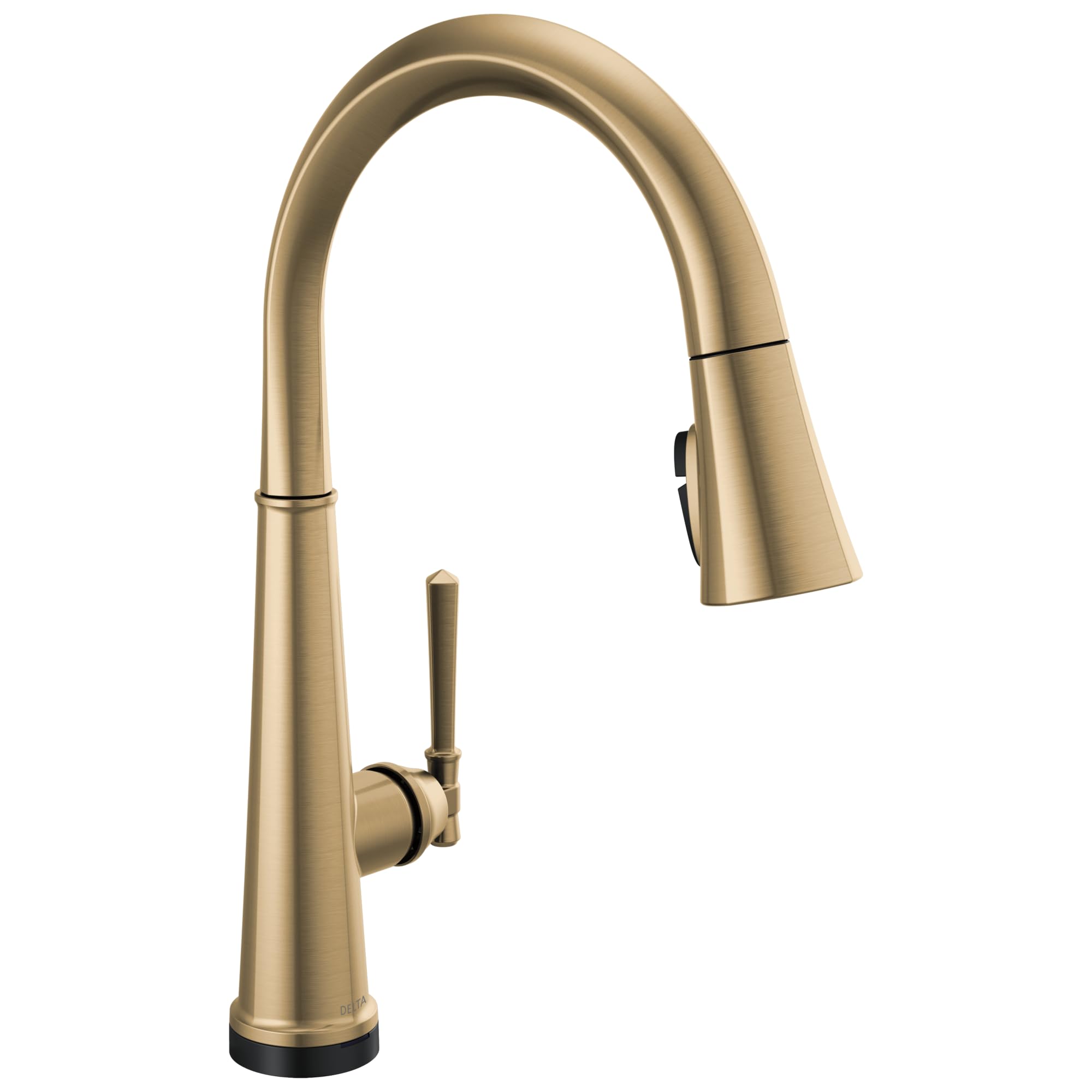 Delta Faucet Emmeline - Grifo de cocina sin contacto con tecnología táctil, grifo dorado para fregadero de cocina con pulverizador extraíble, Lumicoat Champagne Bronze 9182TL-CZ-PR-DST