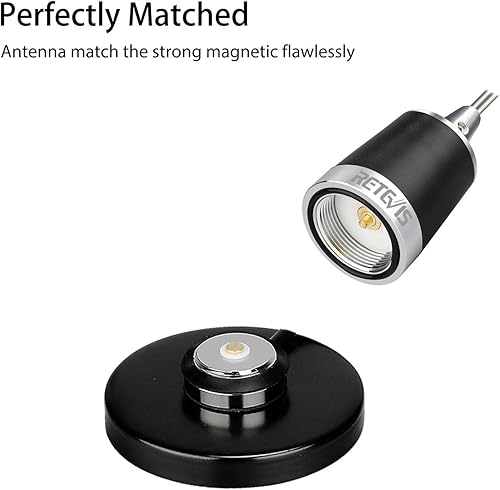 Miniatura 8 de Retevis Radio móvil RT95 con antena NMO y base de montaje magnético, transceptor móvil de doble banda 200 canales, pantalla LCD giratoria de 180