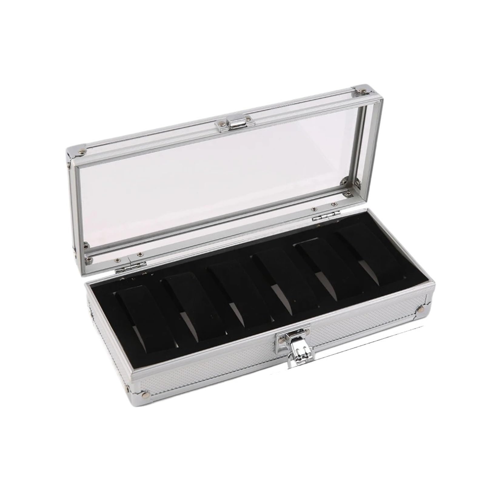 GHHZML Watch Box Silver Color Aluminum Alloy Watch Storage Box With Clock 6/12/24 Slots Collection Boxes