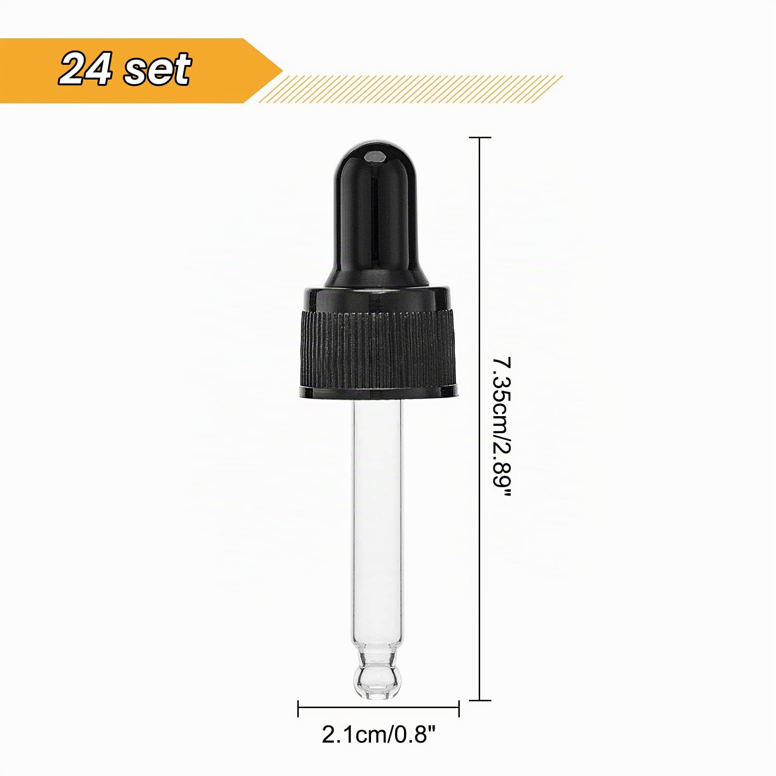 SUPERFINDINGS 24 Pz Contagocce in Vetro da 10 ml con Punta Dritta, Bulbo in Gomma e Tappo A Vite per Flaconi di Oli Essenziali