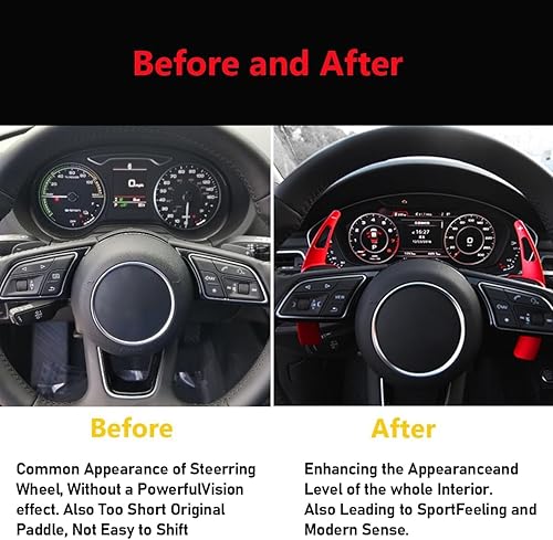 Miniatura 10 de TTCR-II Extensiones de palanca de cambios para volante para Audi A4 2017-2019 A3 S3 2017-2020 A5 S4 S5 2018-2019 Q5 SQ5 2018-2021 Q7 2017-2021 Q8