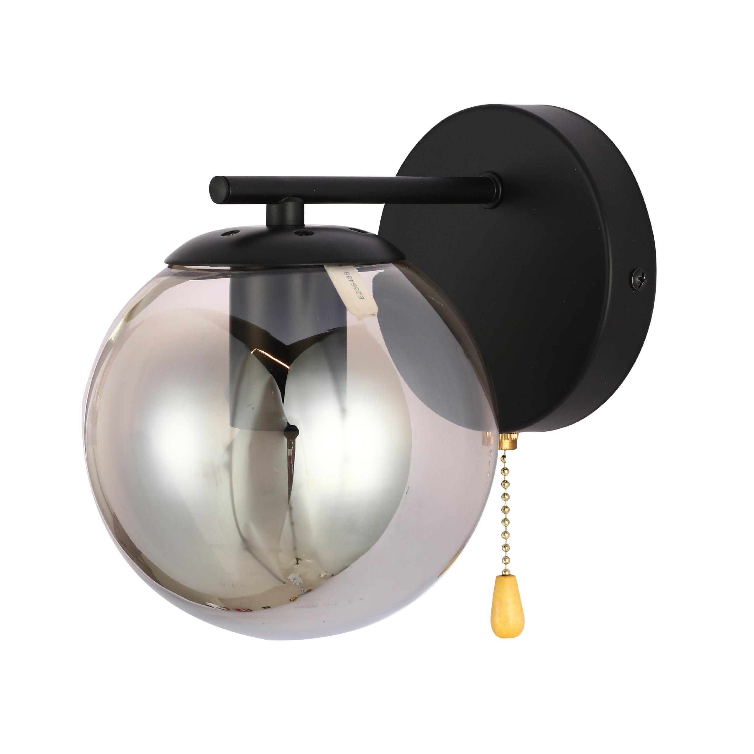 Tekled Black Myhome Elegant Globe Wall Light With Pull Down Switch | E27 Fitting | For Bedrooms Living Rooms Hallways Cafes Restaurants Commercial Spaces | (Bulb Not Included)