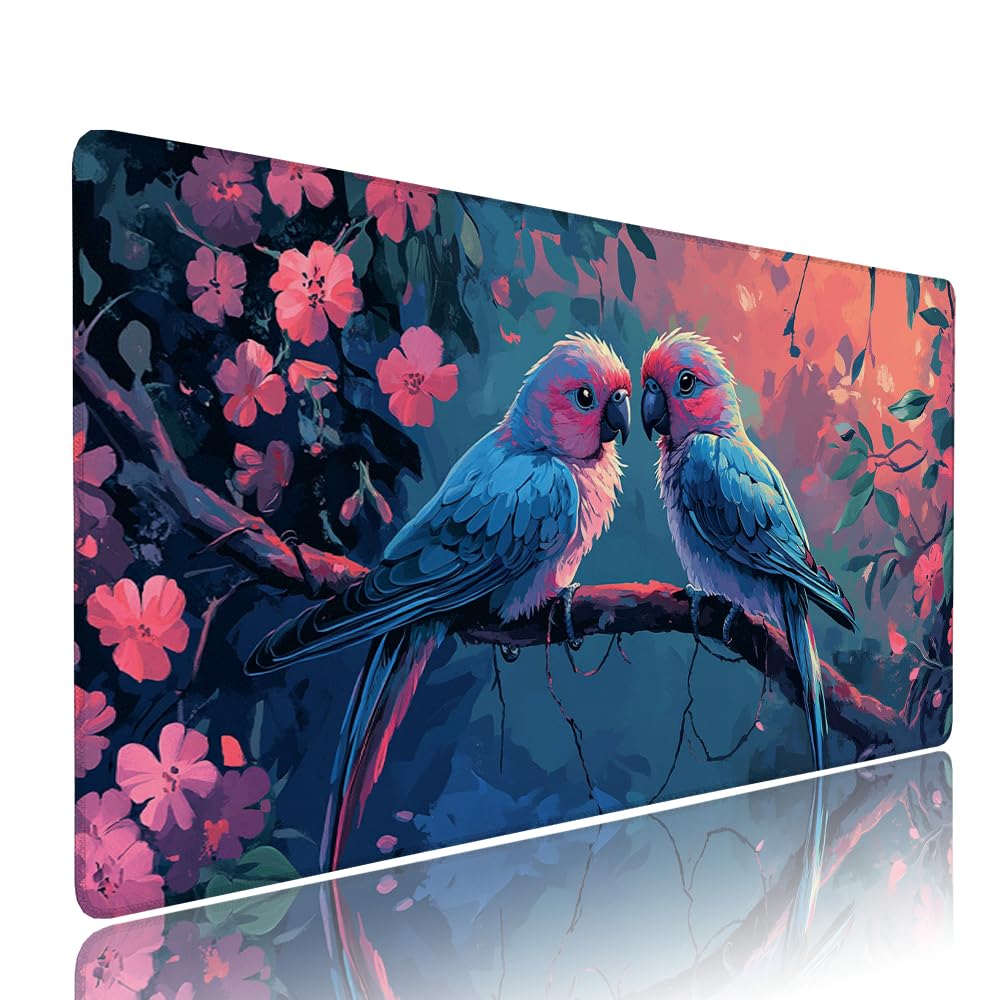 Alfombrilla de Mouse para Juegos, Blu, XXL, Antideslizante, Impermeable, Diseño de Uccello, Extendido, Grande, 1200x600x3mm, para PC, Laptop, Ufficio, Famiglia d-814